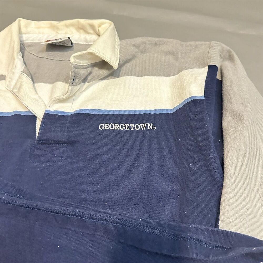 Vintage Georgetown Rugby Polo Shirt Men's XL Multicolor Long‎ Sleeve